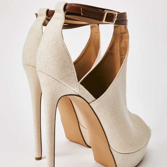 Shoe Dazzle Shoes - Miss Jo's Natural Color Mazie Heeled Sandal Size 12